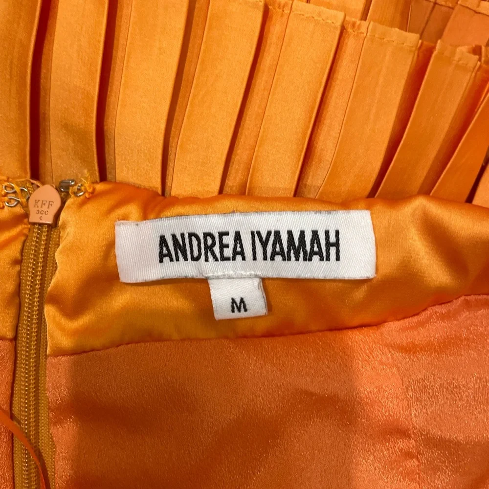 Andrea Iyamah Vibrant Orange Tami Pleated Tiered Wide Leg Pants Size Medium - Picture 8 of 10